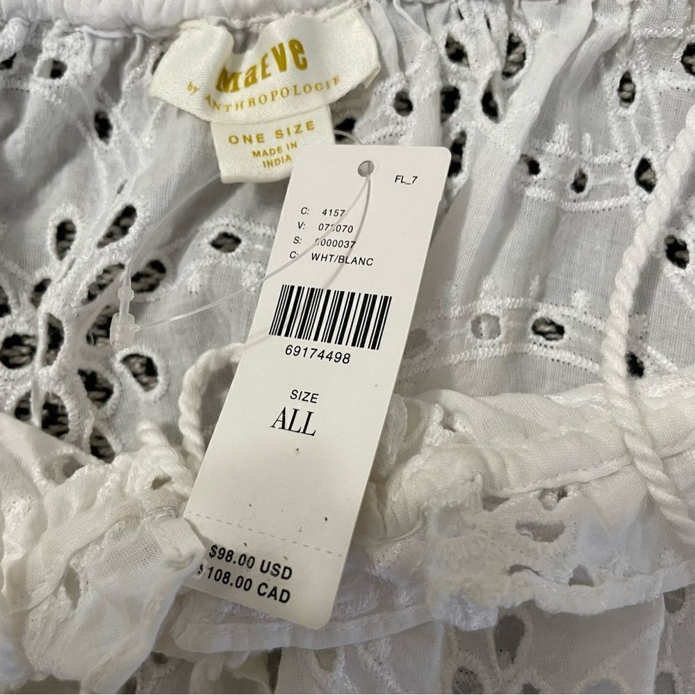 Anthropologie Maeve Tie-Front White Eyelet Top Sz-O/S NWT! - Picture 7 of 7